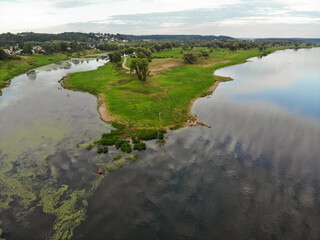 Nemunas and Nevezis rivers confluence close to Kaunas in Lithuania