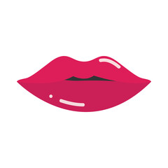 pop art mouth and lips cool sexy red kissed flat icon design