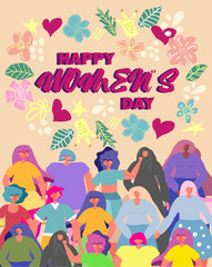 Obraz na płótnie Canvas 8 march, International Women's Day. Feminism concept template design.