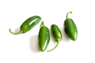 Green, medium-sized jalapeno chili peppers