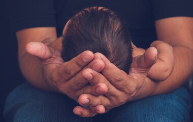 Fototapeta premium Newborn baby feet and hands 