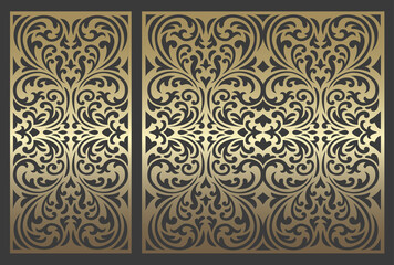Laser cut panel design. Ornate vintage border template for laser cutting, stained glass, glass etching, sandblasting, wood carving, cardmaking, wedding invitations, stencils.