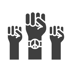 raised hands with peace symbol human rights day, silhouette icon design