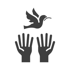 hands and dove with olive branch human rights day, silhouette icon design