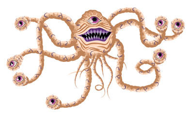evil rpg monster beholder with eyes and tentacles © matiasdelcarmine