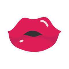 pop art mouth and lips, women lips kiss cartoon, flat icon design