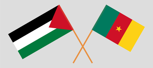 Crossed flags of Palestine and Cameroon