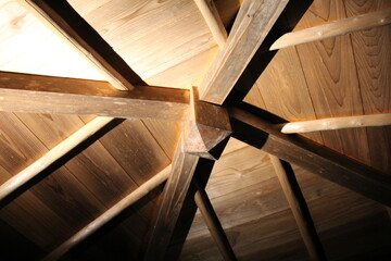 天井の無い木造建物の屋根の内側