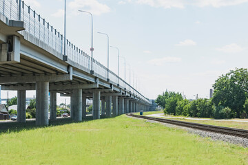 Fragment of a motorway near the railway track