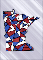 stained glass style design for decoration with the shape of the territory of Minnesota