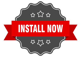 Obraz premium install now label. install now isolated seal. sticker. sign
