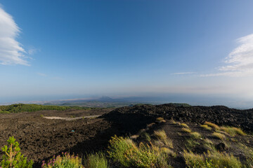 Landscape from the Mount etna, Sicily, lava stones.