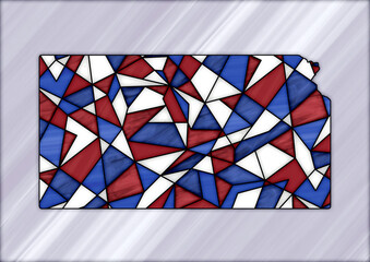 stained glass style design for decoration with the shape of the territory of Kansas