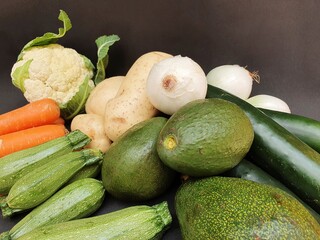 variety of fresh vegetables of natural origin to prepare vegetarian food