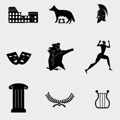 Set Symbol Greece Roman Vector Illustration