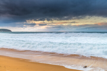 Winter Sunrise High Tide and Big Surf