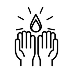 happy diwali india festival, hands with flame, deepavali religion event line style icon vector