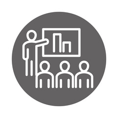 people company presentation report, coworking office business workspace, block and line icon