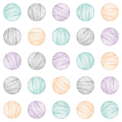 Polka dots seamless pattern. Graphical scribble baby background. Vector illustration.