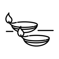 happy diwali light festival of india line style icon vector