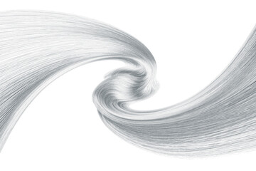 Swirled long gray hair isolated on white background