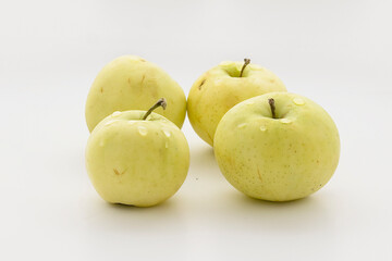 green apples on a white background