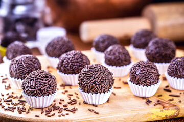 Brigadeiro (or negrinho), a Brazilian chocolate bonbon typical of children's birthday parties