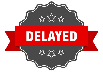 delayed label. delayed isolated seal. sticker. sign