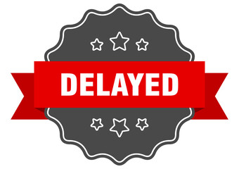 delayed label. delayed isolated seal. sticker. sign