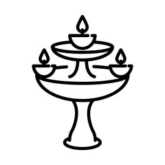 happy diwali india festival, deepavali religion event decorative burning candles light spiritual line style icon vector