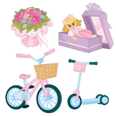 Birthday gifts isolated on white background