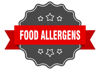 food allergens label. food allergens isolated seal. sticker. sign