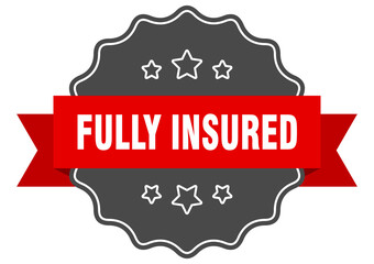 fully insured label. fully insured isolated seal. sticker. sign