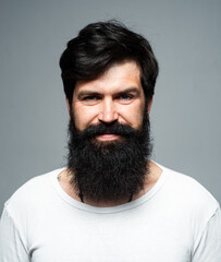 Fototapeta premium Happy man smile face. Handsome smiling young guy looking at camera. Positive human facial expressions and emotions.