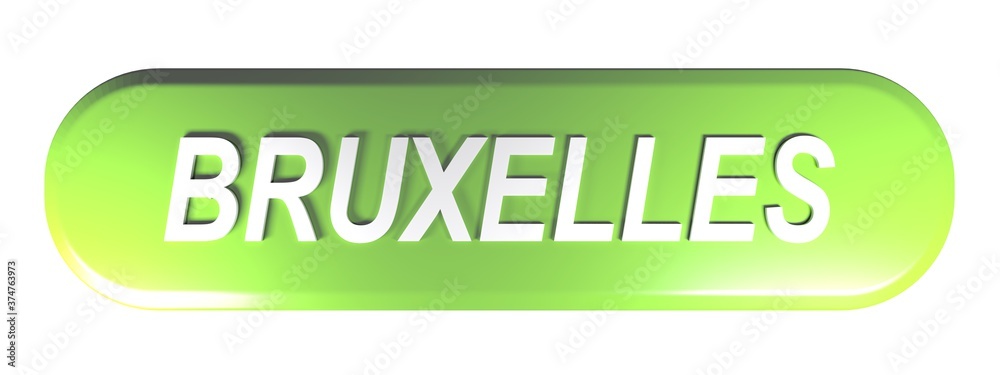 Poster bruxelles green rounded rectangle push button - 3d rendering illustration
