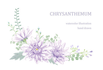 菊の花の飾り　水彩イラスト
