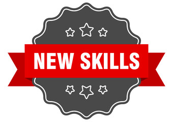 new skills label. new skills isolated seal. sticker. sign