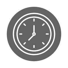 round clock time hour, block and line icon