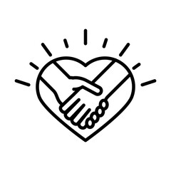 handshake in heart love human rights day, line icon design
