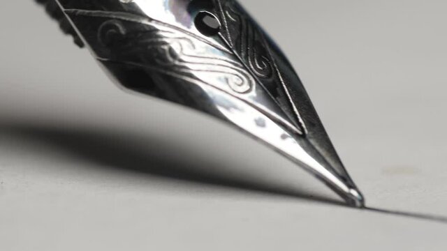 drawing with fountain pen slow motion 4k