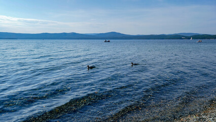 Pure Lake Turgoyak in the Urals, Russia