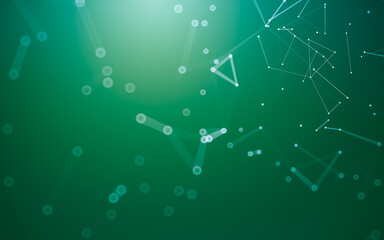 Abstract background. Molecules technology with polygonal shapes, connecting dots and lines. Connection structure. Big data visualization.