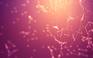 Abstract background. Molecules technology with polygonal shapes, connecting dots and lines....