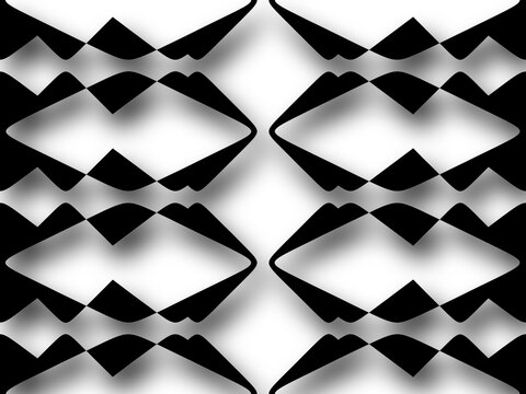Black and white abstract pattern background in 3D