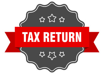 tax return label. tax return isolated seal. sticker. sign