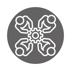 Obraz premium people team together cooperation, coworking office business workspace, block and line icon