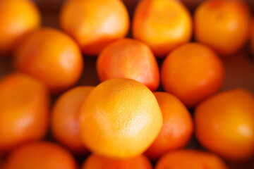 Tokyo,Japan-August 30, 2020: Soft Focus--Fresh oranges in a box
