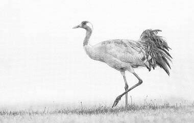 Common crane (Grus grus) bird - sketch