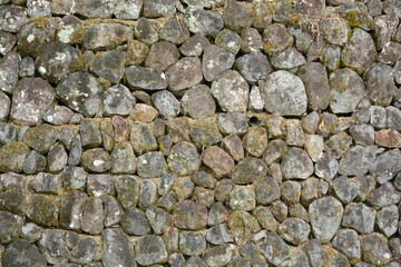 Pile of gray rocks forming a wall background