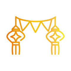 happy diwali india festival, deepavali religion event decoration pennants lanterns gradient style icon vector